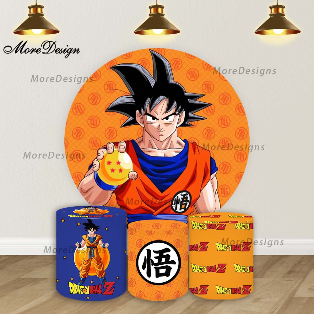 Event Z - 子供のためのドラゴンボールZラウンド背景,円とシリンダーカバー,写真の背景,赤ちゃんのシャワー,誕生日パーティー