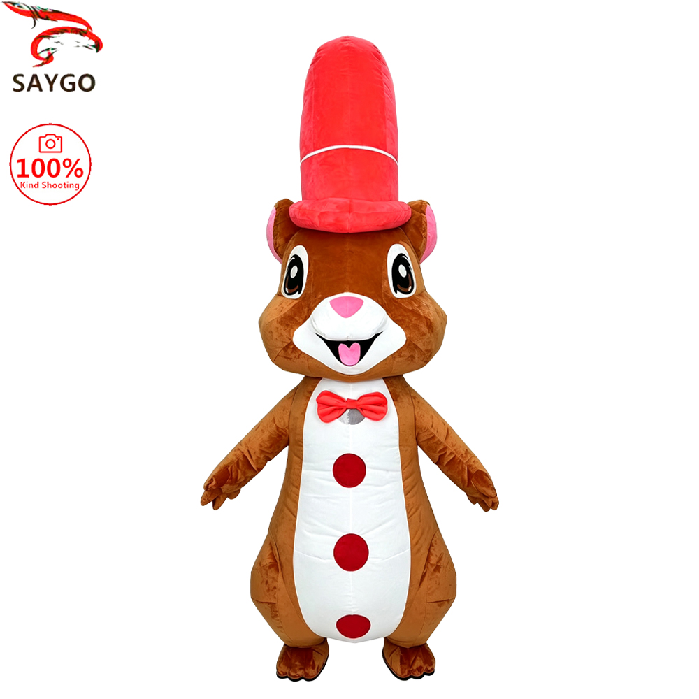 Event & Party Supply Photos - SAYGO 赤い帽子をかぶったリスの着ぐるみ、マスコットパレード用、大人用、コスプレ、クリスマス、ハロウィンパーティー、イベント、ぬいぐるみセット