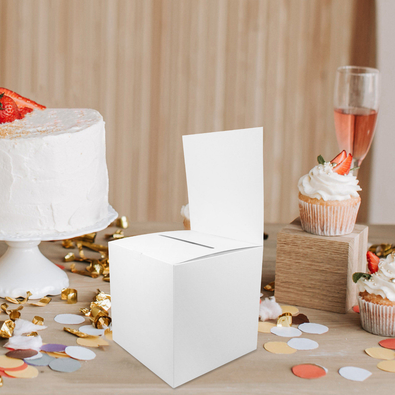 Event Party Box - 4個入り、紙製の抽選箱、投票用紙の保管ケース、多目的チケットホルダー。会議、パーティー、年次イベントなどに。