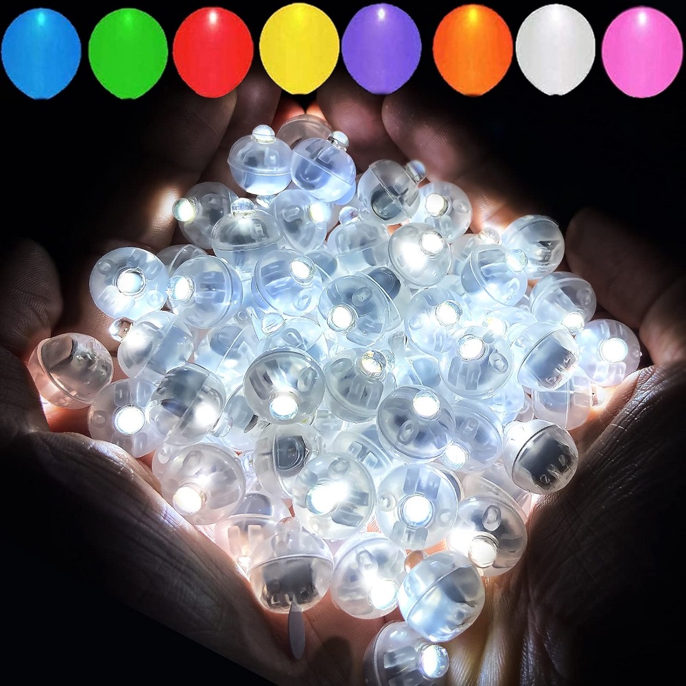 Led Balloon Light - 50個入り、新しいLED点滅バルーンライト、小型、電池式、カラフルなバルーンランプ、丸型、クリスマスデコレーションライト、誕生日パーティー用。