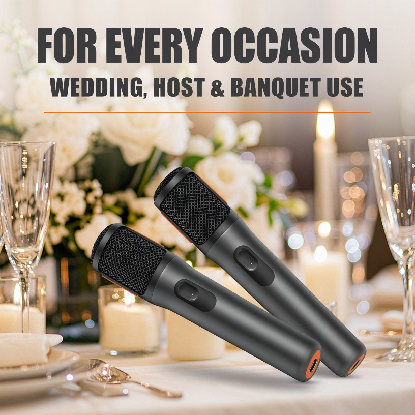 Event & Party Supply Photos - ワイヤレスマイク デュアルハンドヘルド AES-128暗号化 20時間バッテリー 6.35mmレシーバー 30m範囲