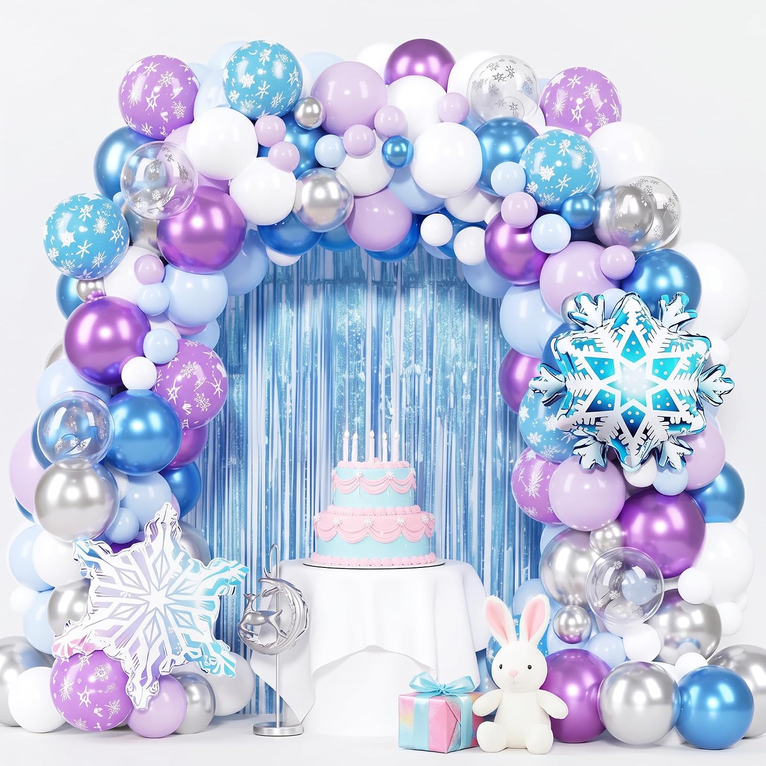 Balloon Arch Kit - 148個入りフローズンバルーンアーチキット 冬のワンダーランドパーティーデコレーション
