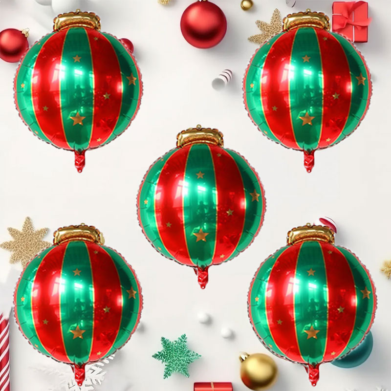 5 個レッドグリーンクリスマスボールサフペホイルバルーンメリ - Party Event Supply Store のレビューと価格