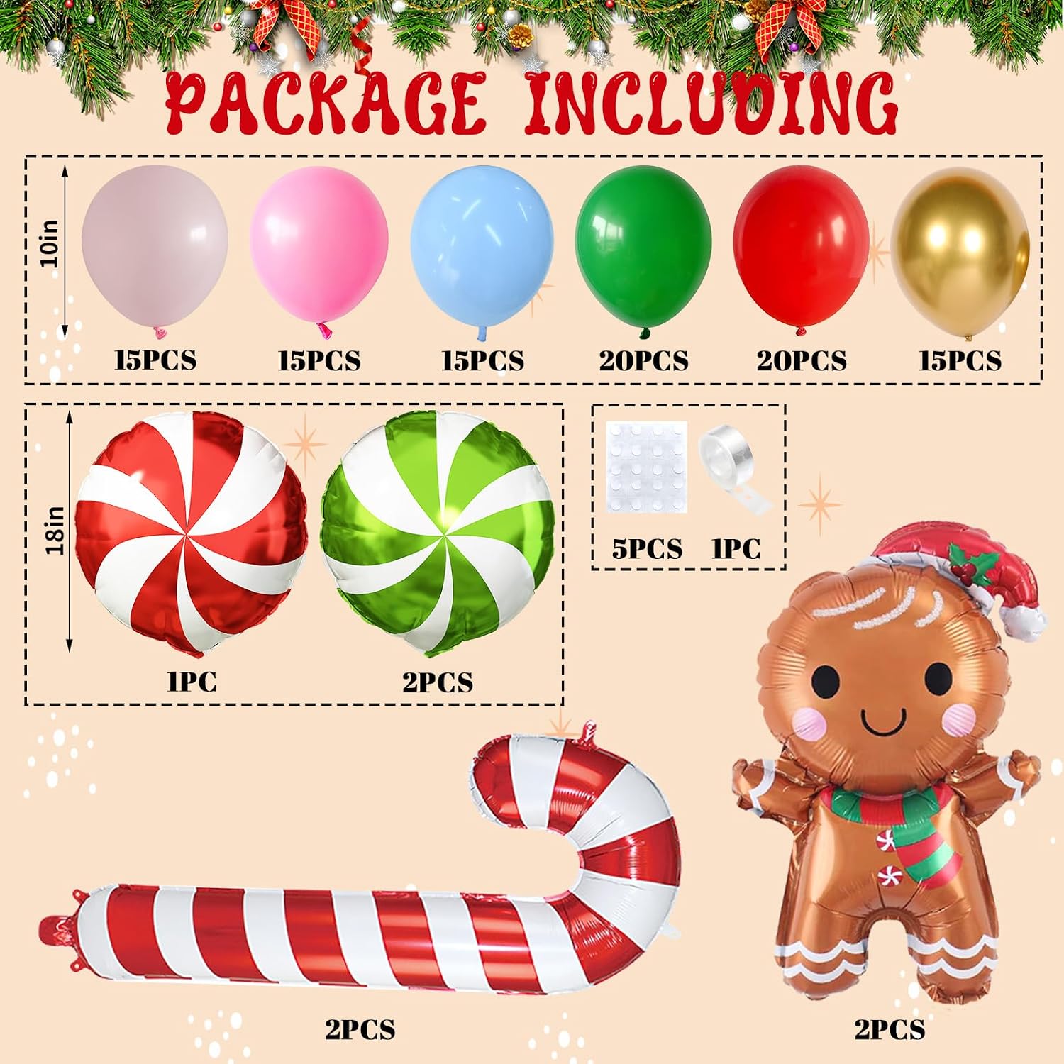 クリスマスバルーンガーランドアーチキット 113個入り クリ - Balloon Arch Kit のレビューと価格
