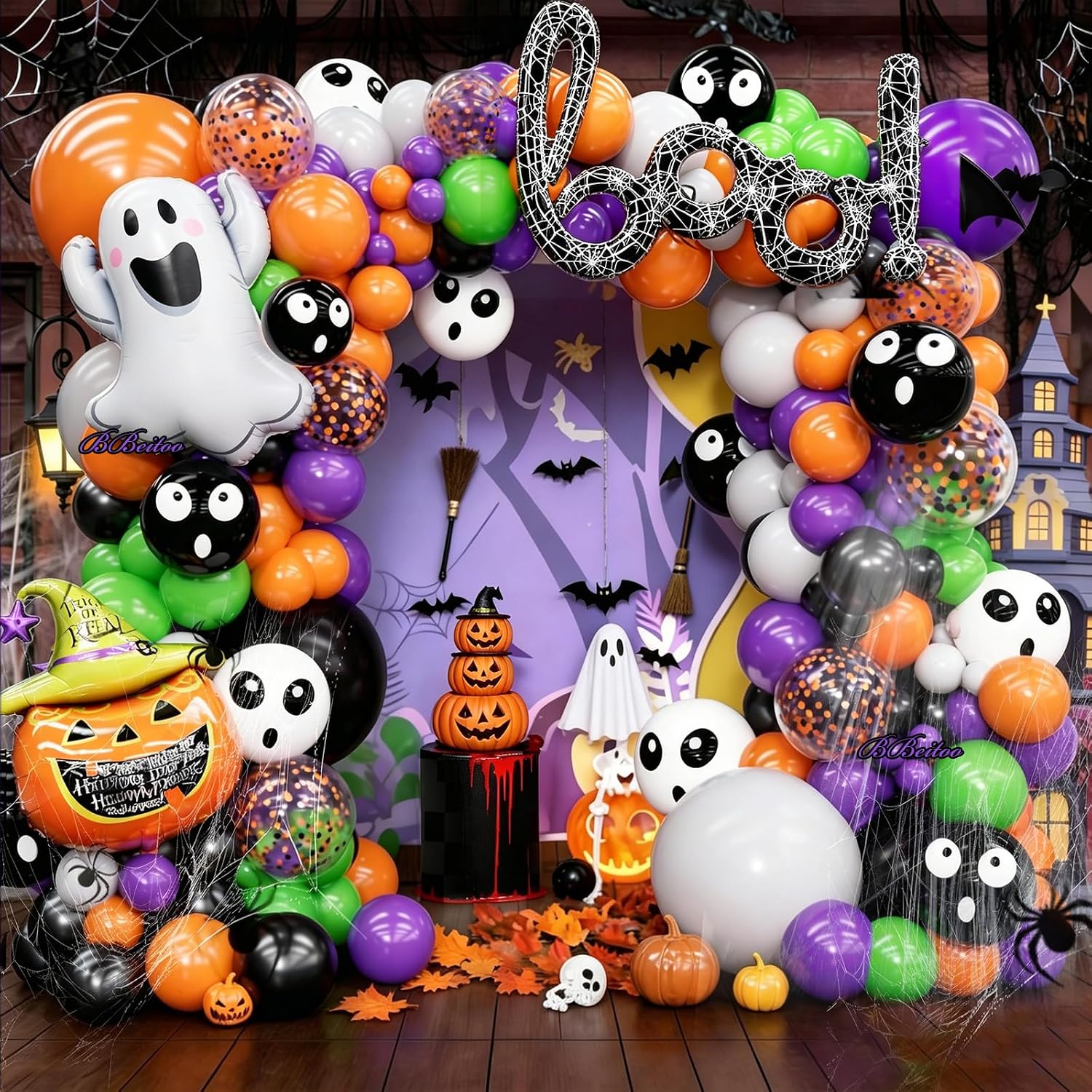 184個のハロウィンバルーンアーチキット（ゴーストとパンプキ - Balloon Arch Kit のレビューと価格