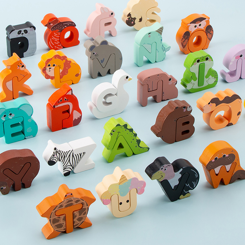 26個の木製動物アルファベットブロック、A-Z文字積み重ねビ - Event Z のレビューと価格