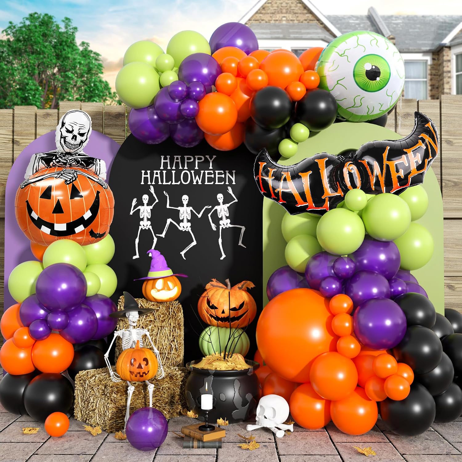 ハロウィンバルーンガーランドアーチキット、オレンジ、グリーン - Balloon Arch Kit のレビューと価格