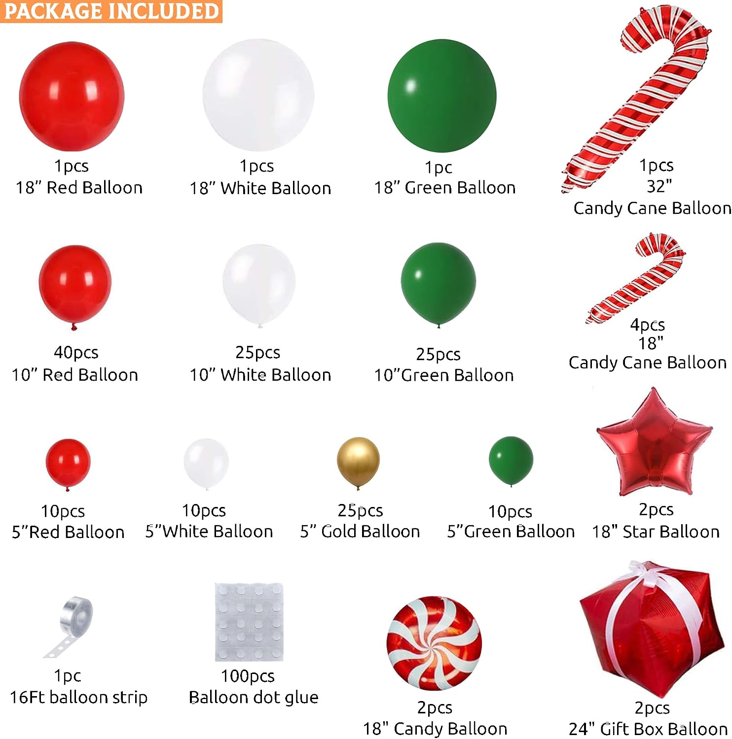 クリスマスバルーンアーチキット、162個のクリスマスバルーン - Balloon Arch Kit のレビューと価格
