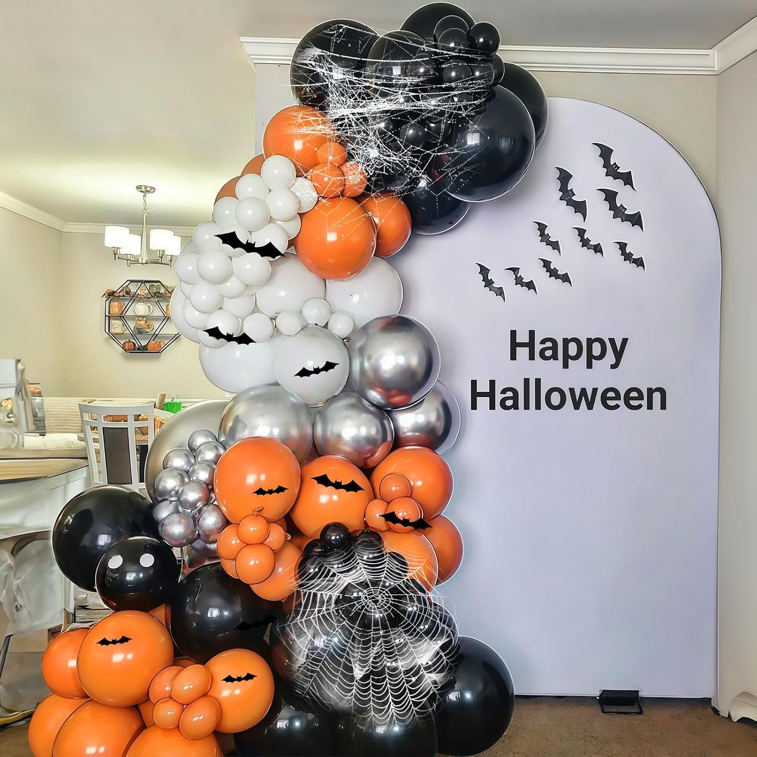 ハロウィンバルーンアーチキット ブラックオレンジ 3Dコウモ - Balloon Arch Kit のレビューと価格